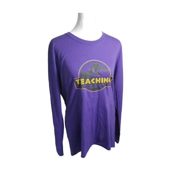 PORT & COMPANY Purple Jurassic Park Dinosaur Teaching Shirt Sz. M - Picture 1 of 7
